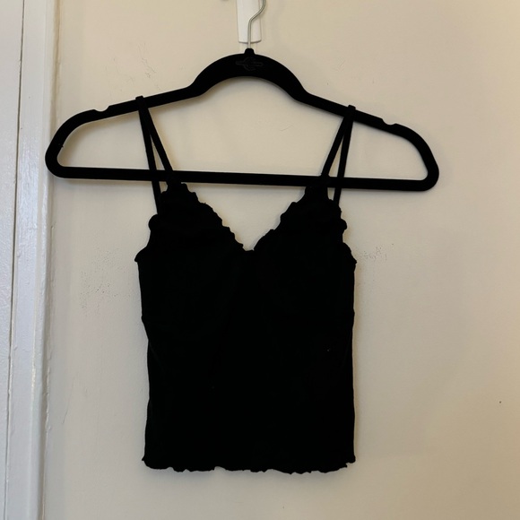 Brandy Melville Tops - Brandy Melville Black Lettuce Hem Cami Tank Top